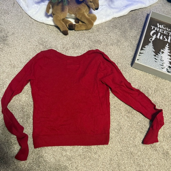 Hollister Co. Women's Red and Burgundy Cardigan velvet & lace fringe details - Picture 9 of 10